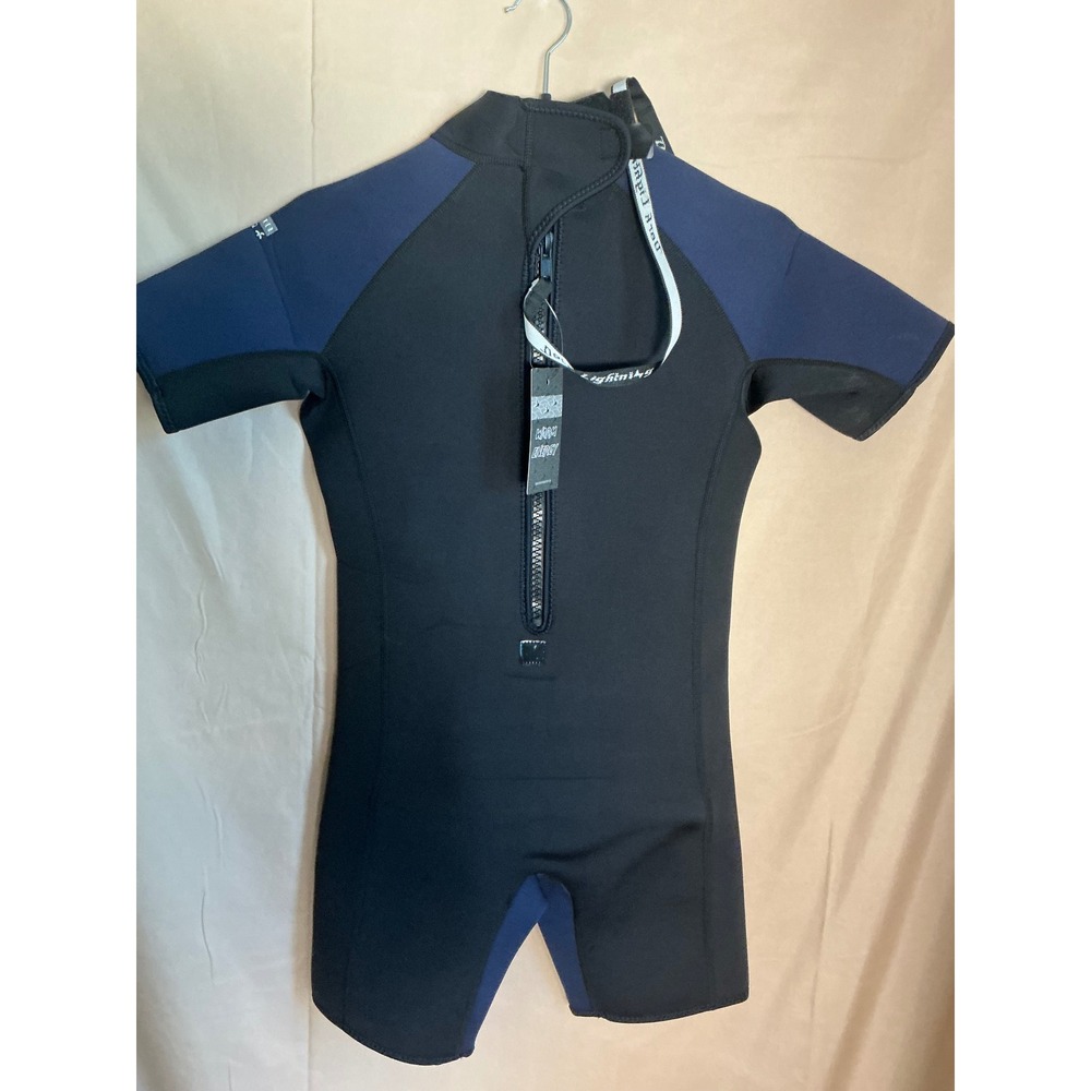 Dark Lightning Wetsuit Kids XXL Black Blue New Shorty Neoprene Back Zip